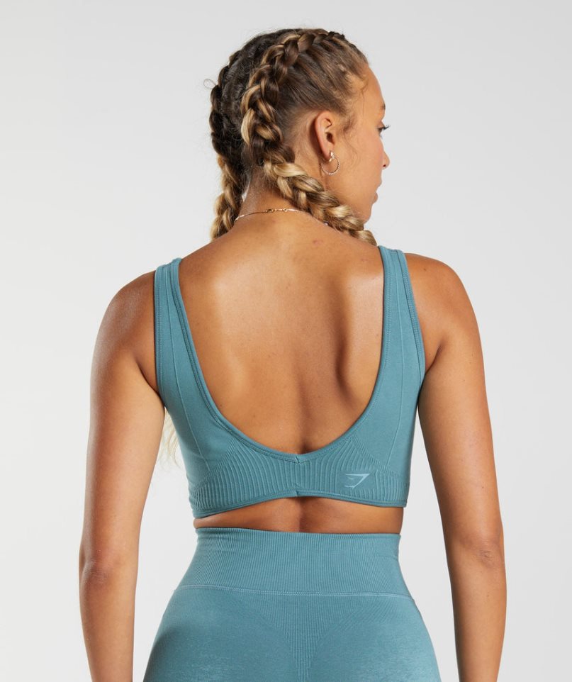 Staniki Sportowe Gymshark Rest Day Seamless Bralette Damskie Niebieskie | PL 986CXB